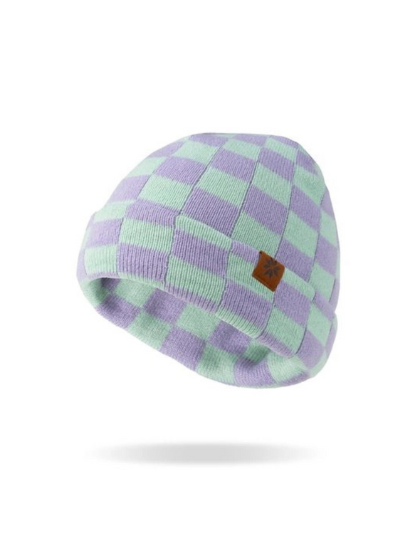 Green + Purple Checkerboard Beanie