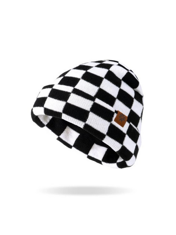 Black + White Checkerboard Beanie