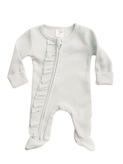 White Ruffle Waffle Footie