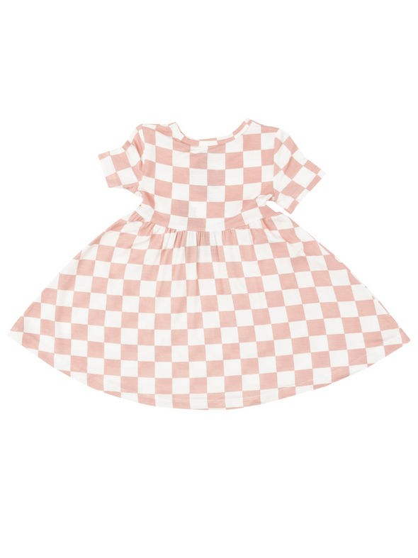 Checkerboard Pink Twirl Dress