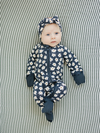 Navy Daisy Ribbed Bamboo Zipper