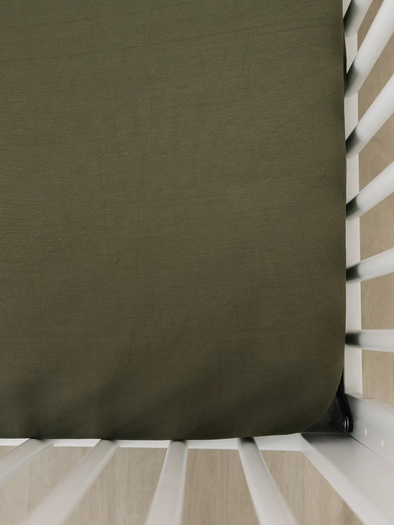 Olive Bamboo Stretch Crib Sheet