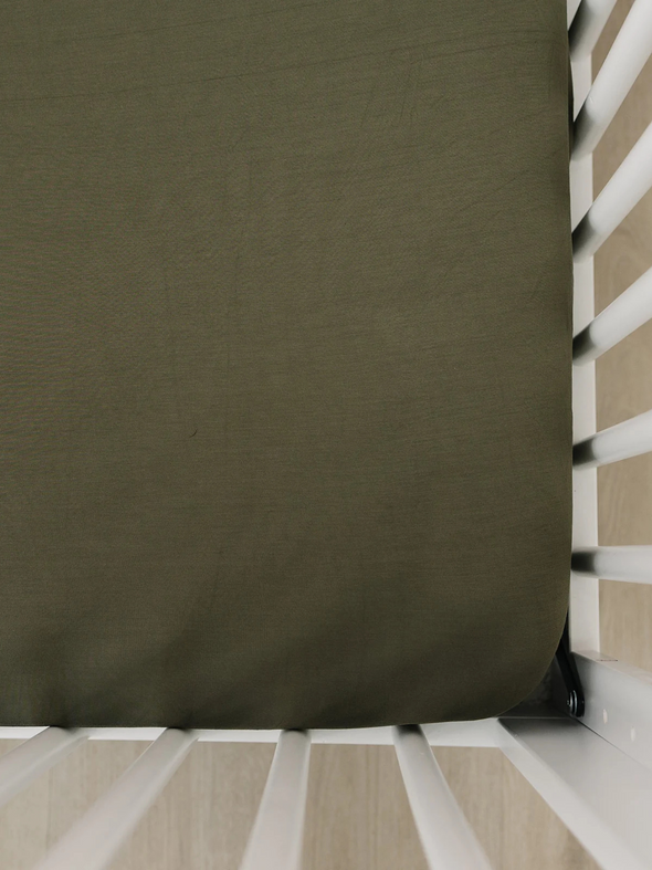Olive Bamboo Stretch Crib Sheet