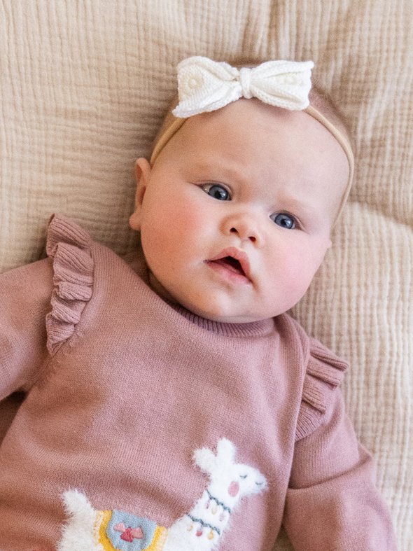 Floral Knit Headband Bow