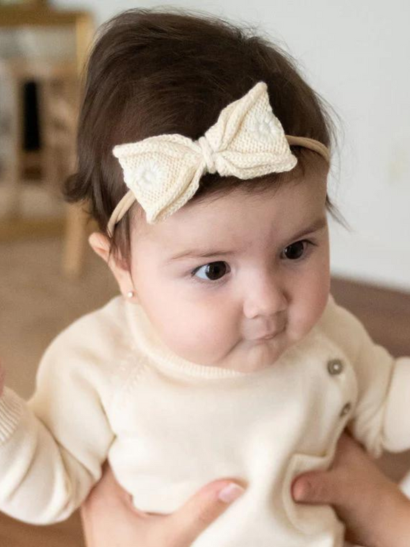 Floral Knit Headband Bow