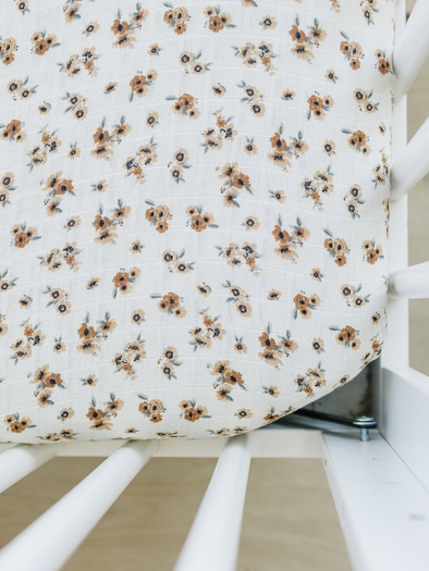 Autumn Bloom Muslin Crib Sheet