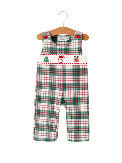 Plaid Smocked Embroidered Romper