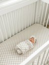 Taupe Checkered Bamboo Stretch Crib Sheet
