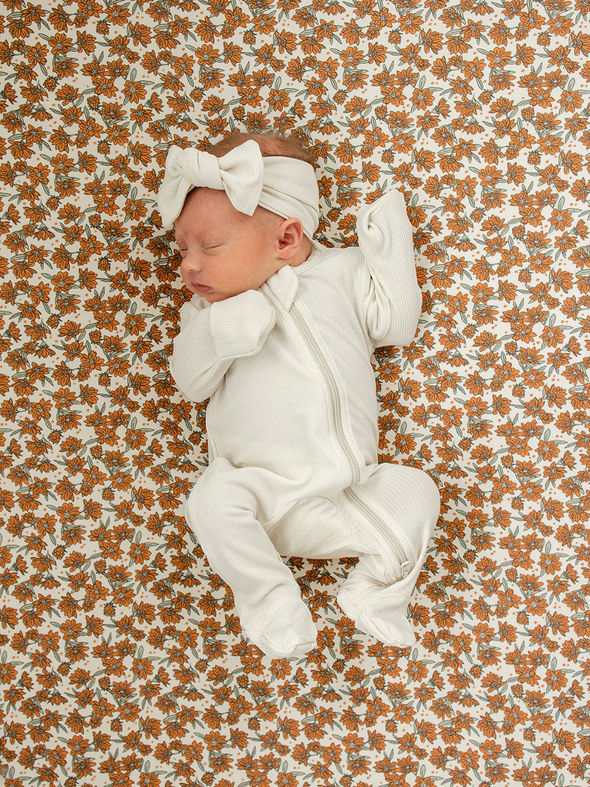 Cream Magnolia Bamboo Stretch Crib Sheet