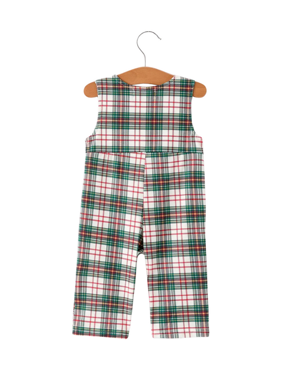 Plaid Smocked Embroidered Romper