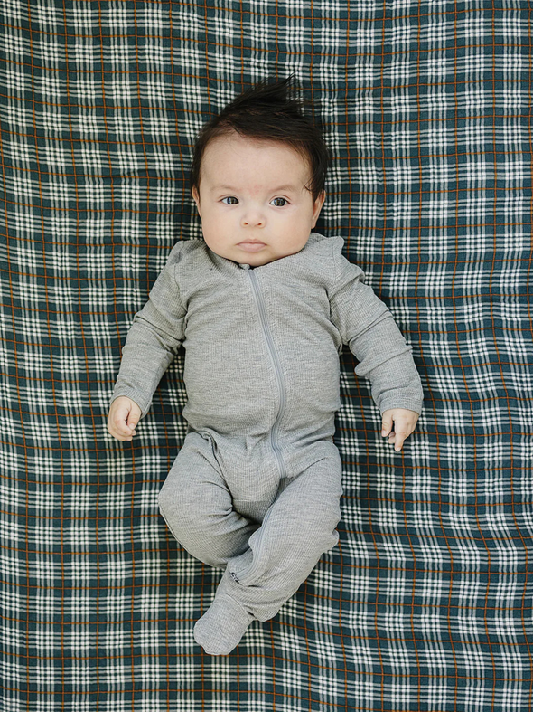 Navy Plaid Muslin Crib Sheet