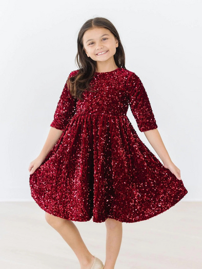 Cranberry Velvet Sequin Dress