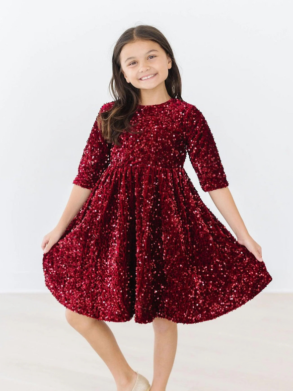 Cranberry Velvet Sequin Dress