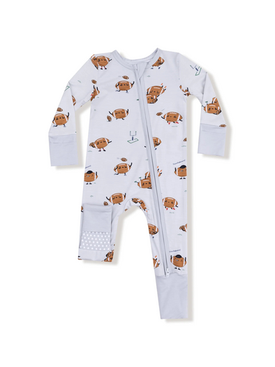 Footballs Playing Football Zip Romper