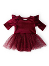 Cranberry Velvet Tutu Bodysuit