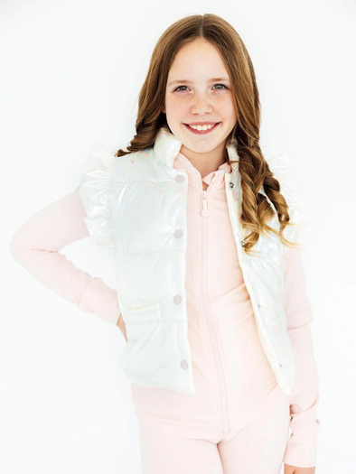 White Checker Puffer Vest