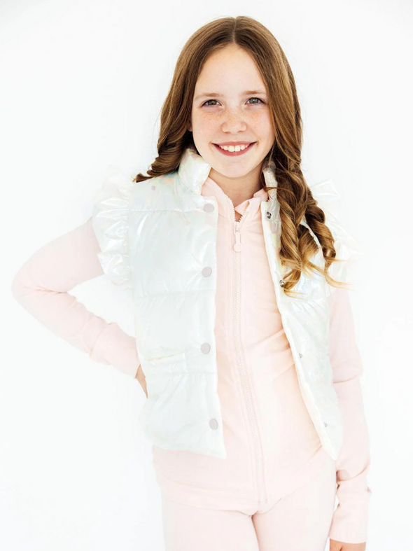 White Checker Puffer Vest