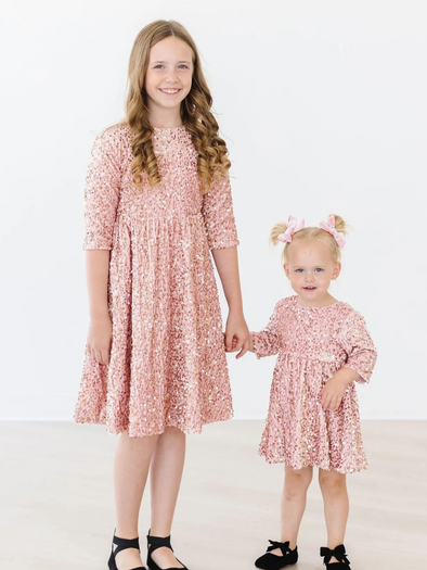 Rose Gold Velvet Sequin Dress
