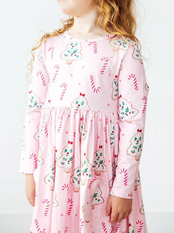 Christmas Cookies Long Sleeve Twirl Dress