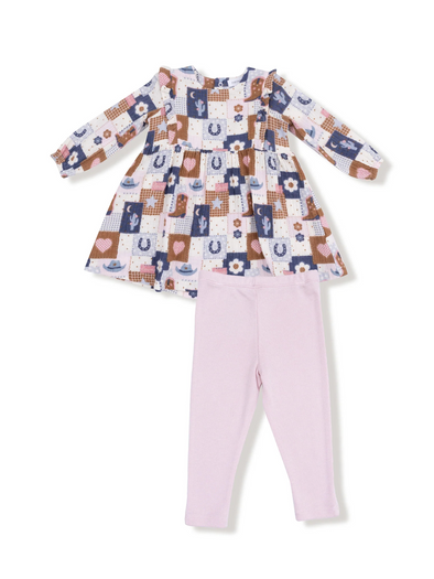 Patchwork Cowgirl Dress + Legging Set