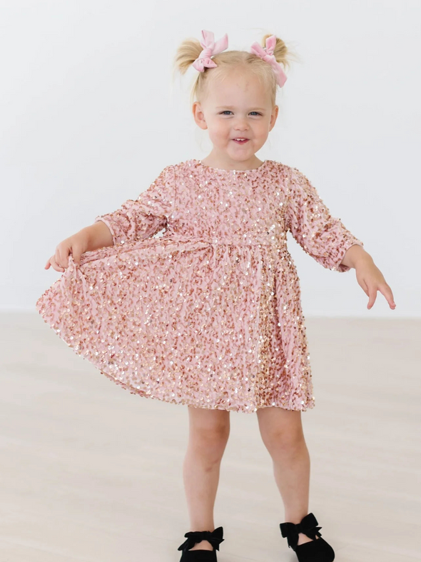 Rose Gold Velvet Sequin Dress
