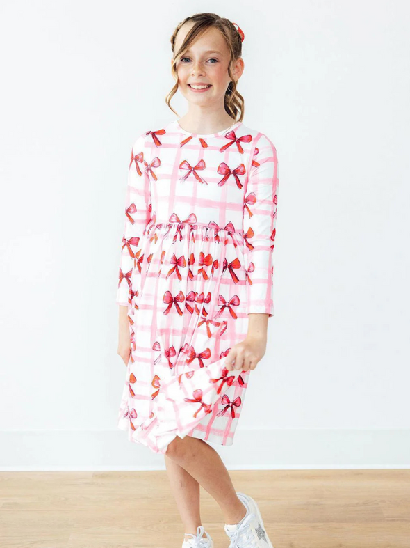Bow La La Long Sleeve Twirl Dress