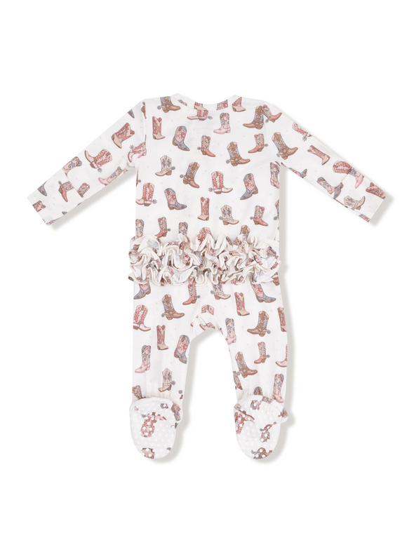 Future Cowgirl Ruffled Zipper Footie