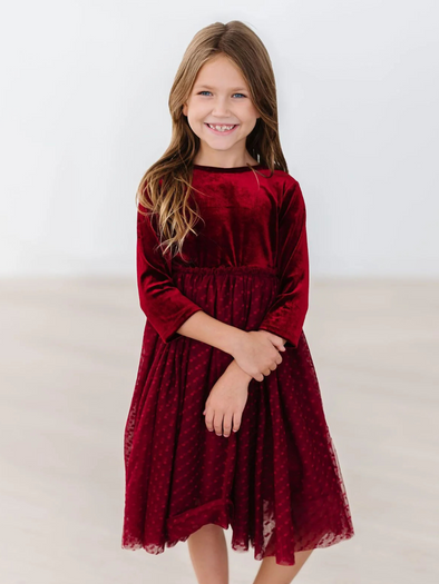 Cranberry Velvet Tutu Dress
