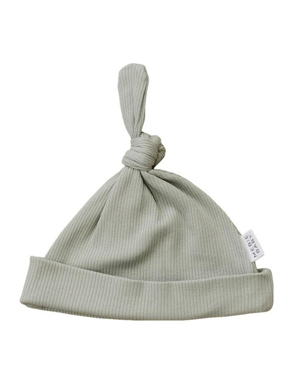 Mebie Baby Sage Ribbed Knot Hat