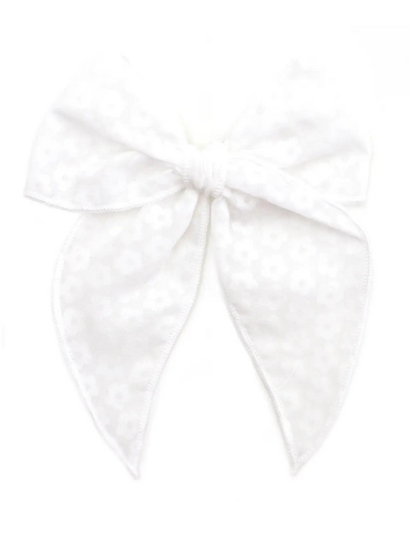 White Flowers Party Girl Bow