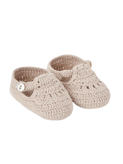 Crocheted Baby Booties - Taupe
