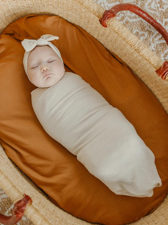Copper Pearl Ribbed Swaddle Blanket