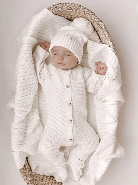 Luna + Luca White Newborn Knit Jumpsuit