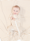 Vintage Brown Stripe Zipper Footie