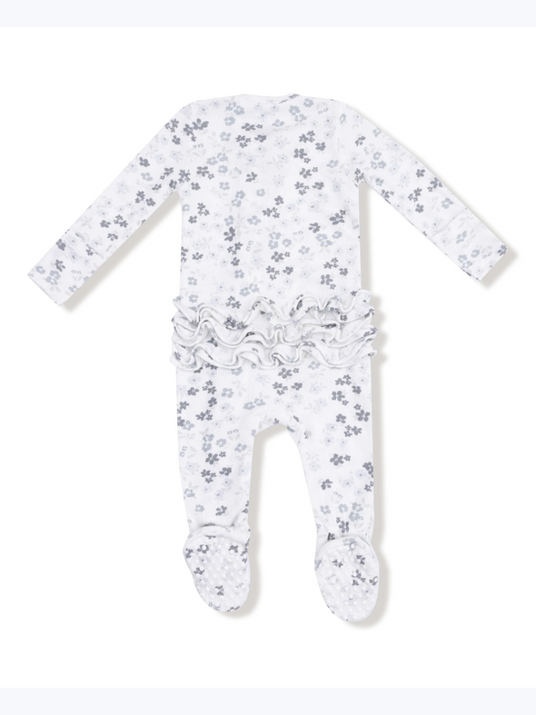 Caroline's Calico Ruffled Zipper Footie