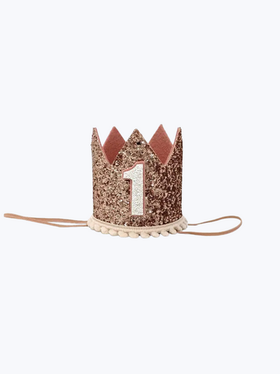 Rose Gold "1" Glitter Crown