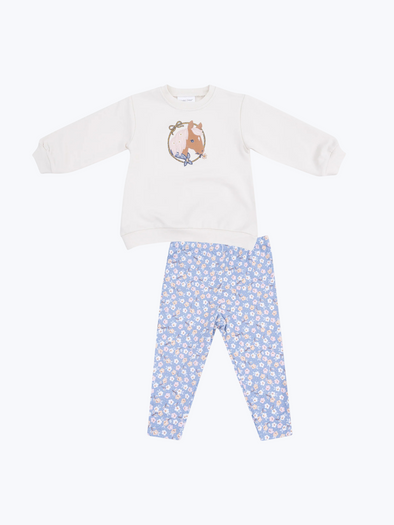 Country Calico Puff Sleeve Sweatshirt & Legging Set