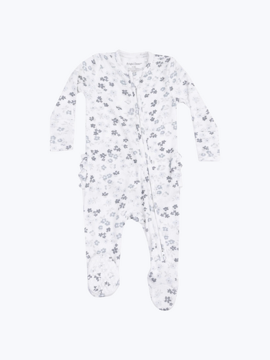Caroline's Calico Ruffled Zipper Footie