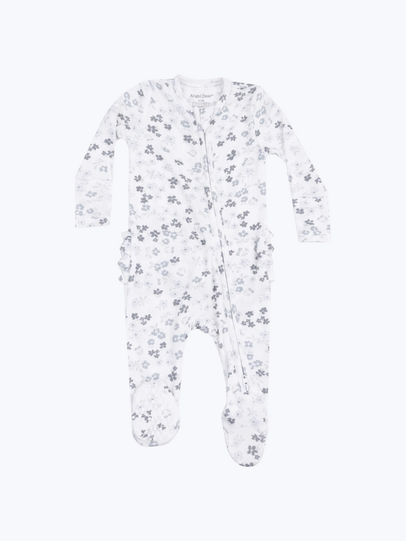 Caroline's Calico Ruffled Zipper Footie