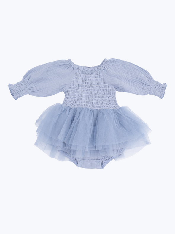 Soft Chambray Muslin Smocked Tutu Bubble
