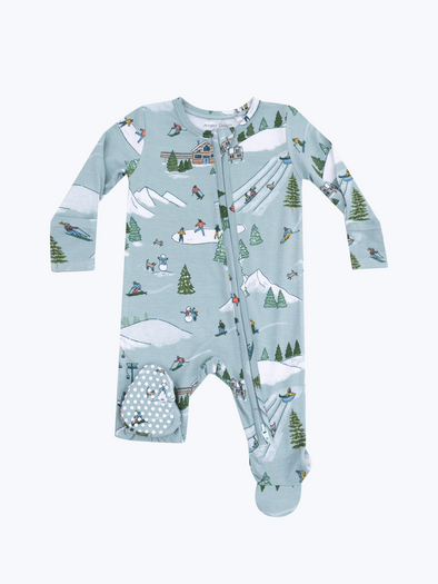 Winter Fun Skiers Zipper Footie