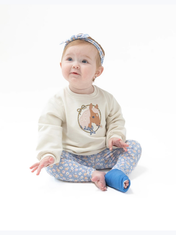 Country Calico Puff Sleeve Sweatshirt & Legging Set