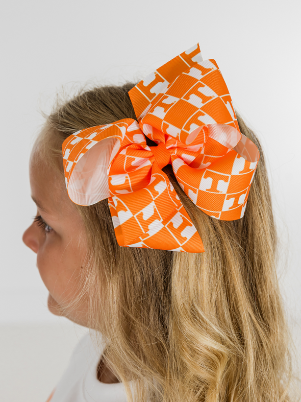 UT College Checkerboard King Grosgrain Bow
