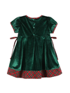 Green Velvet Tartan  Bow Dress