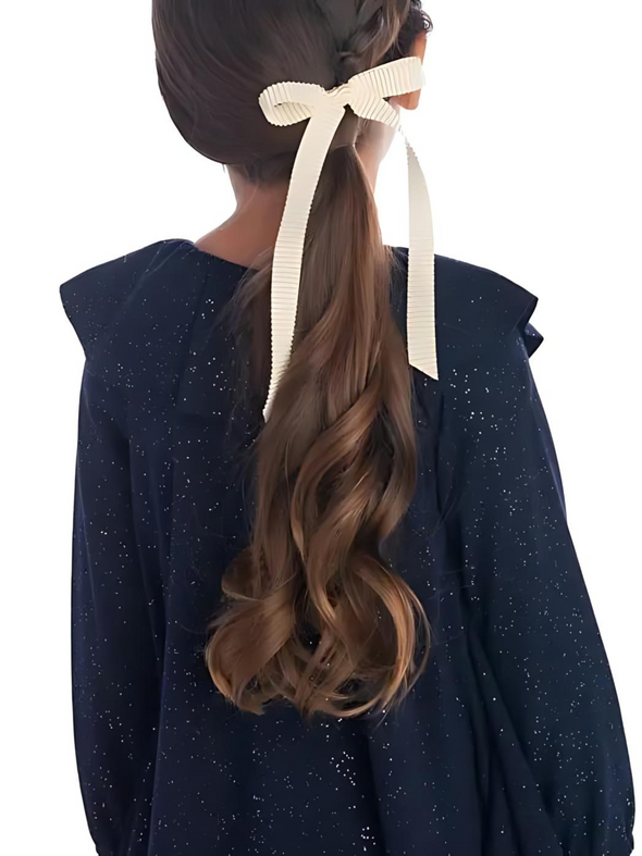 Pleated Long Tail Satin Bow