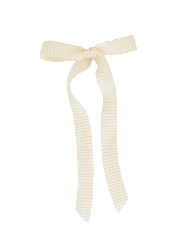 Pleated Long Tail Satin Bow