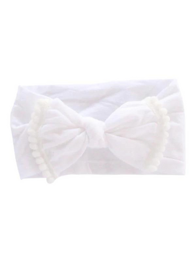 Beluga White Pom Pom Nylon Headband