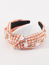 Bejeweled Orange Gingham Headband