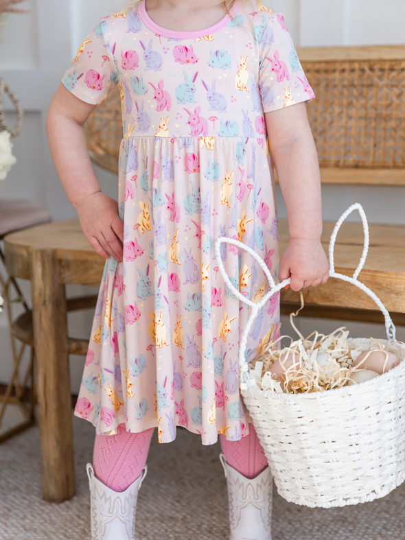 Bunnies Flutter Sleeve Twirl Dress