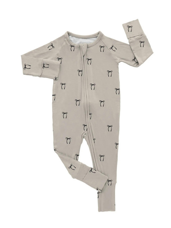 Dainty Bows Ribbed Bamboo Romper